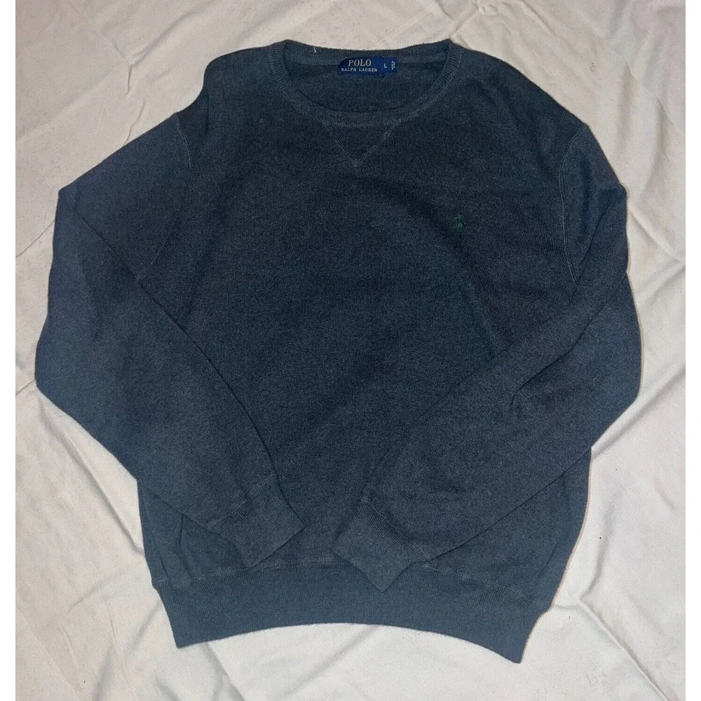 Polo Ralph Lauren Pullover Sweater Gray Logo Men's SZ L U80